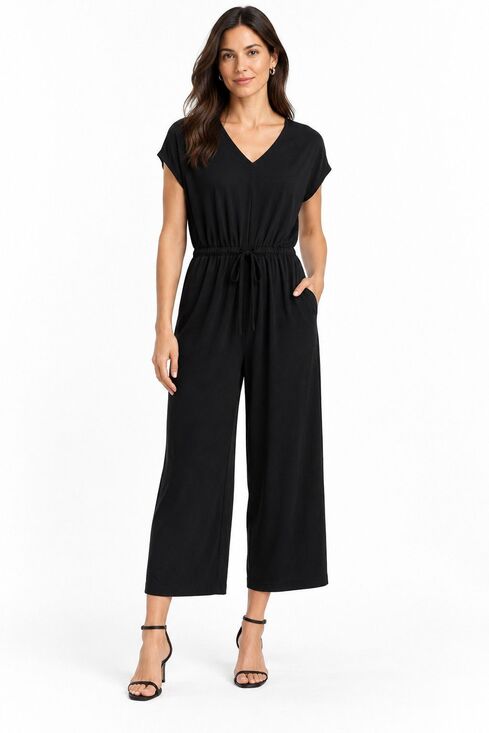 Eileen Fisher Pants - New Eileen Fisher Tencel Jersey Drawstring Wide Leg Jumpsuit Black Medium
